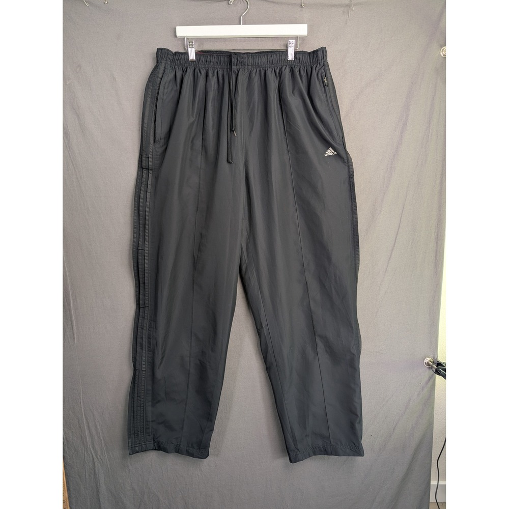 Adidas Mens 2XL Black Track Pants 378748 A02001 Three Stripe Mesh Lined